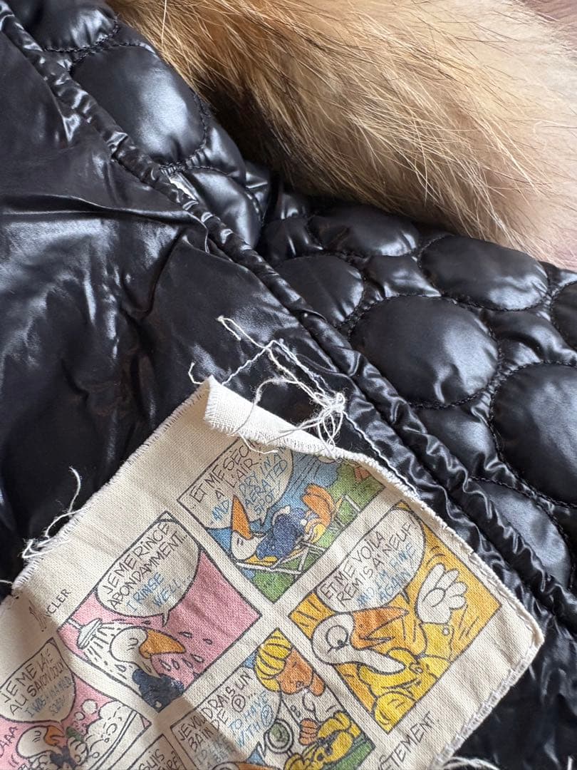 モンブラン ファー付きダウンジャケット 黒 ライダース型 貴重 MONCLER