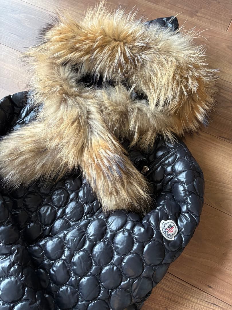 モンブラン ファー付きダウンジャケット 黒 ライダース型 貴重 MONCLER