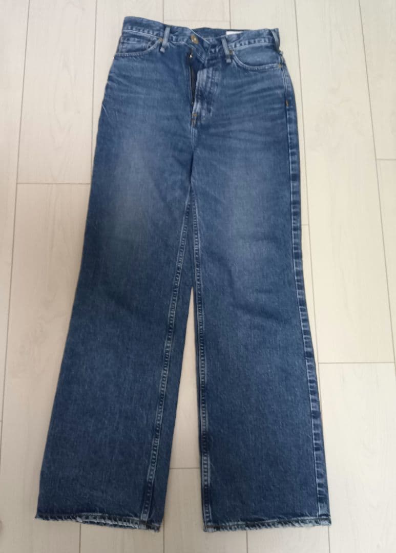 美品★IENA　upper hightsワイドフレアシルエットデニムザ テイラー