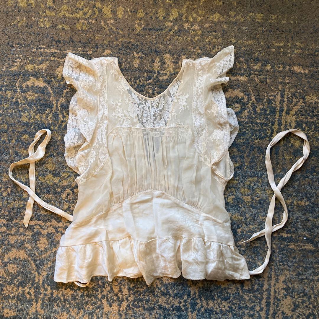激レア　希少　アンティークレース　バレエコア　キャミソール　ノースリーブ