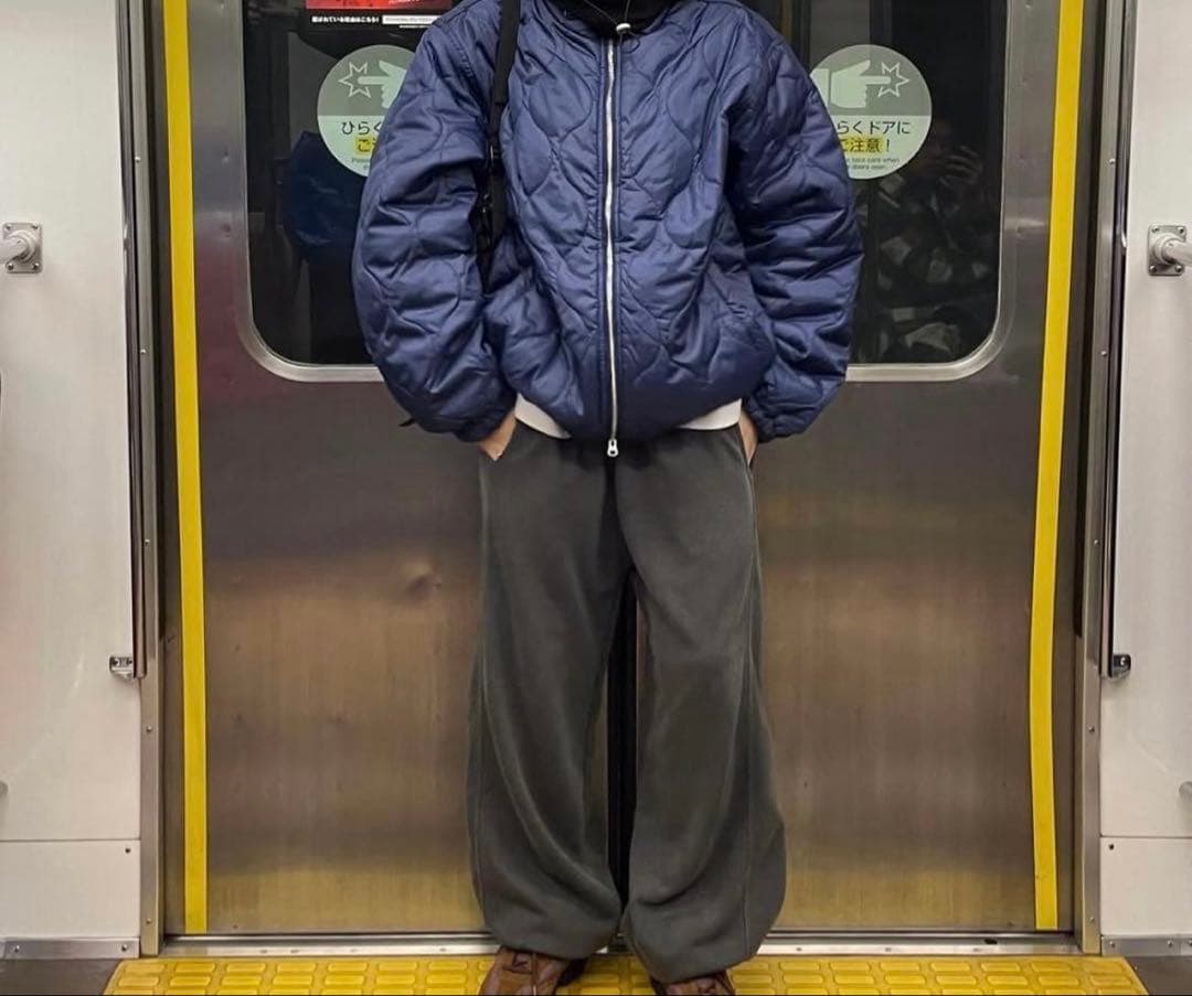 nuguネイビー キルティングナイロンジャケット hoop