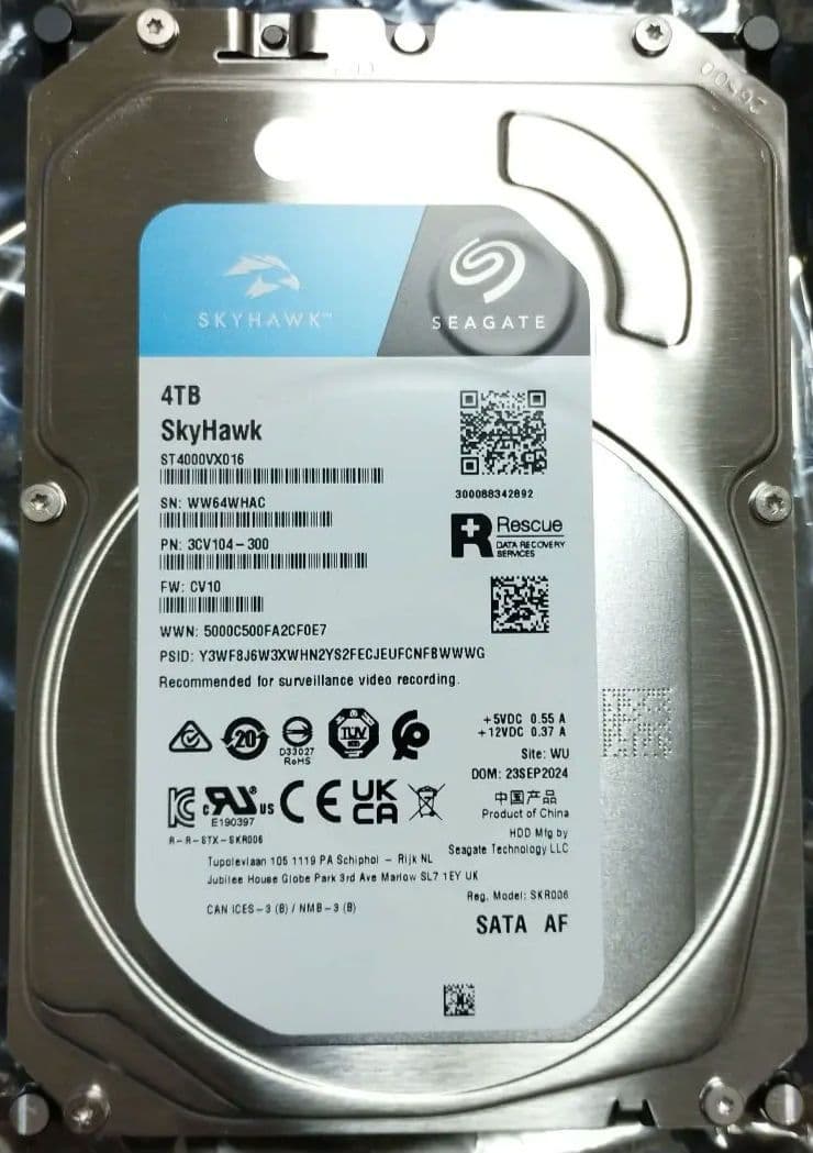【中古】Seagate SkyHawk 4TB SATA HDD