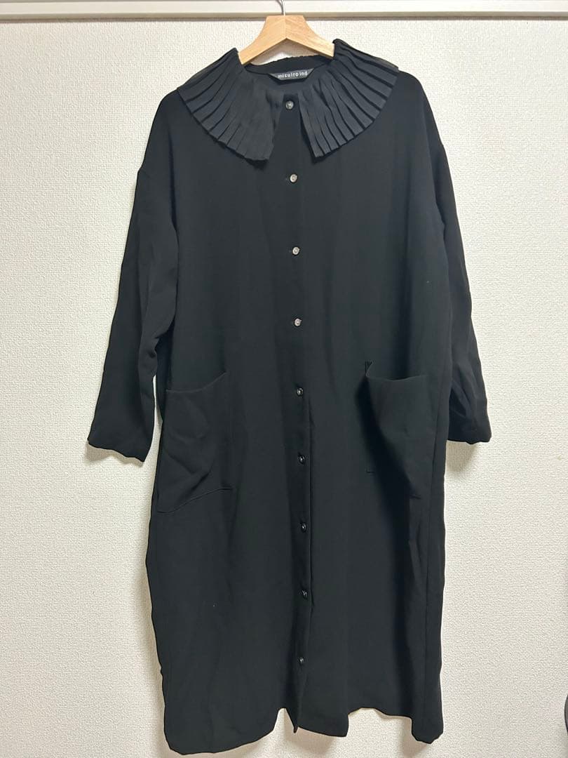 mizuiro ind 黒 プリーツ襟 ロングワンピース