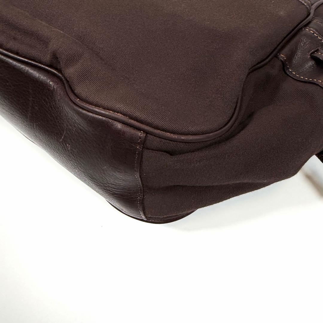 【美品】土屋鞄　ショルダーバッグ　タブラ　ターンロック　ダークブラウン　メンズ