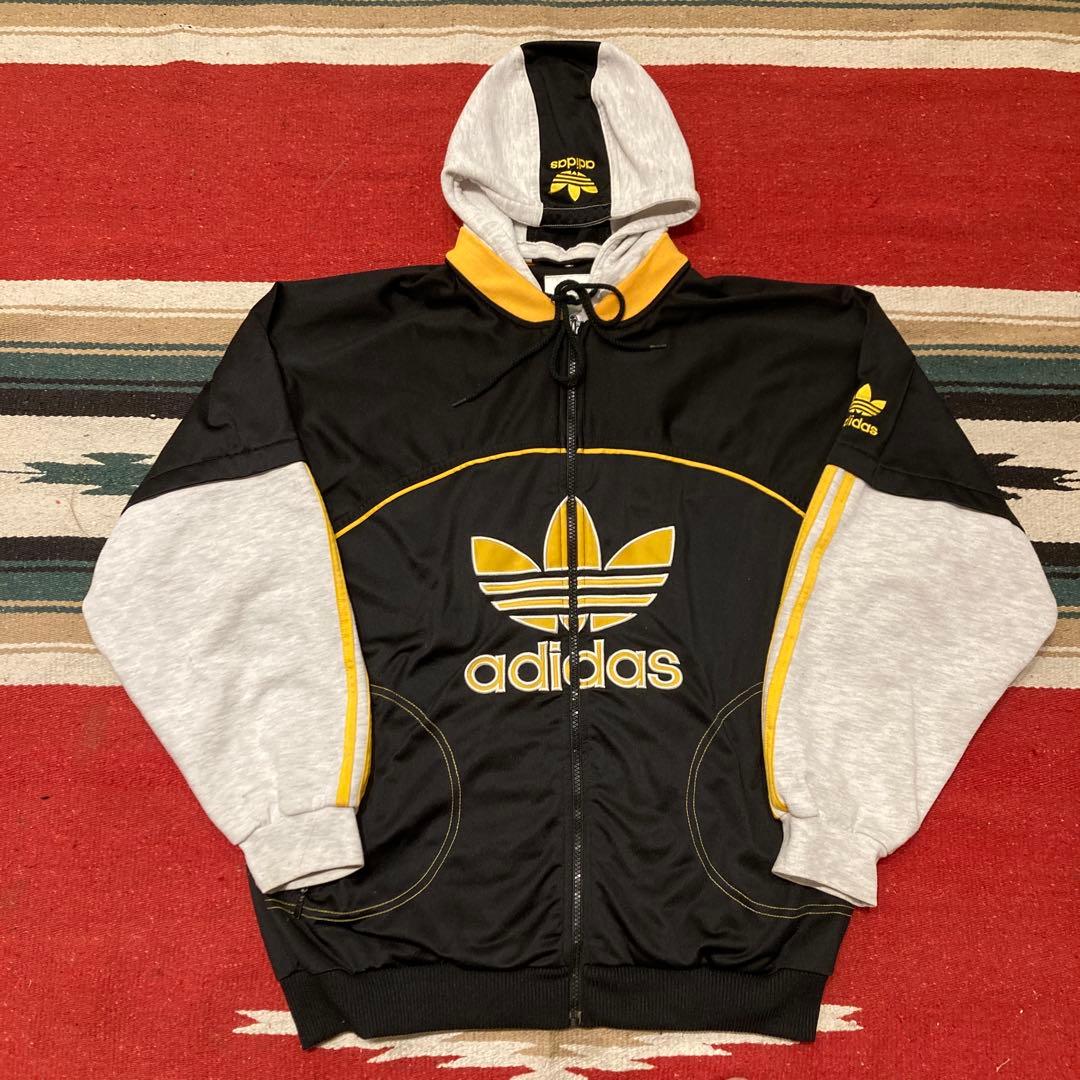 adidas トレフォイル　万国旗　スウェット　レイヤード　パーカー　Mサイズ