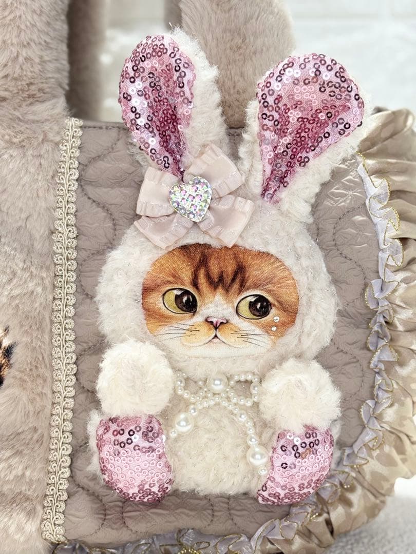 ゆ*ら様 コヤンイサムチョン　ハンドメイド　ギャザーバッグ　ベージュファー　白う