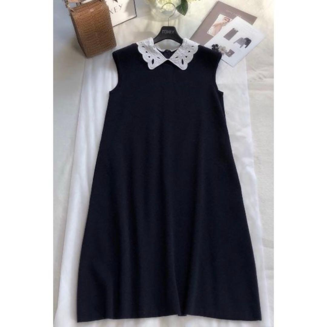 FOXEY ネイビー ノースリーブ ワンピース　38