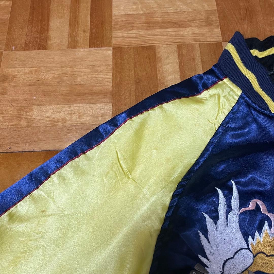 【SALE】90sスカジャン 沖縄マップ シーサー 鷹 虎 龍 刺繍