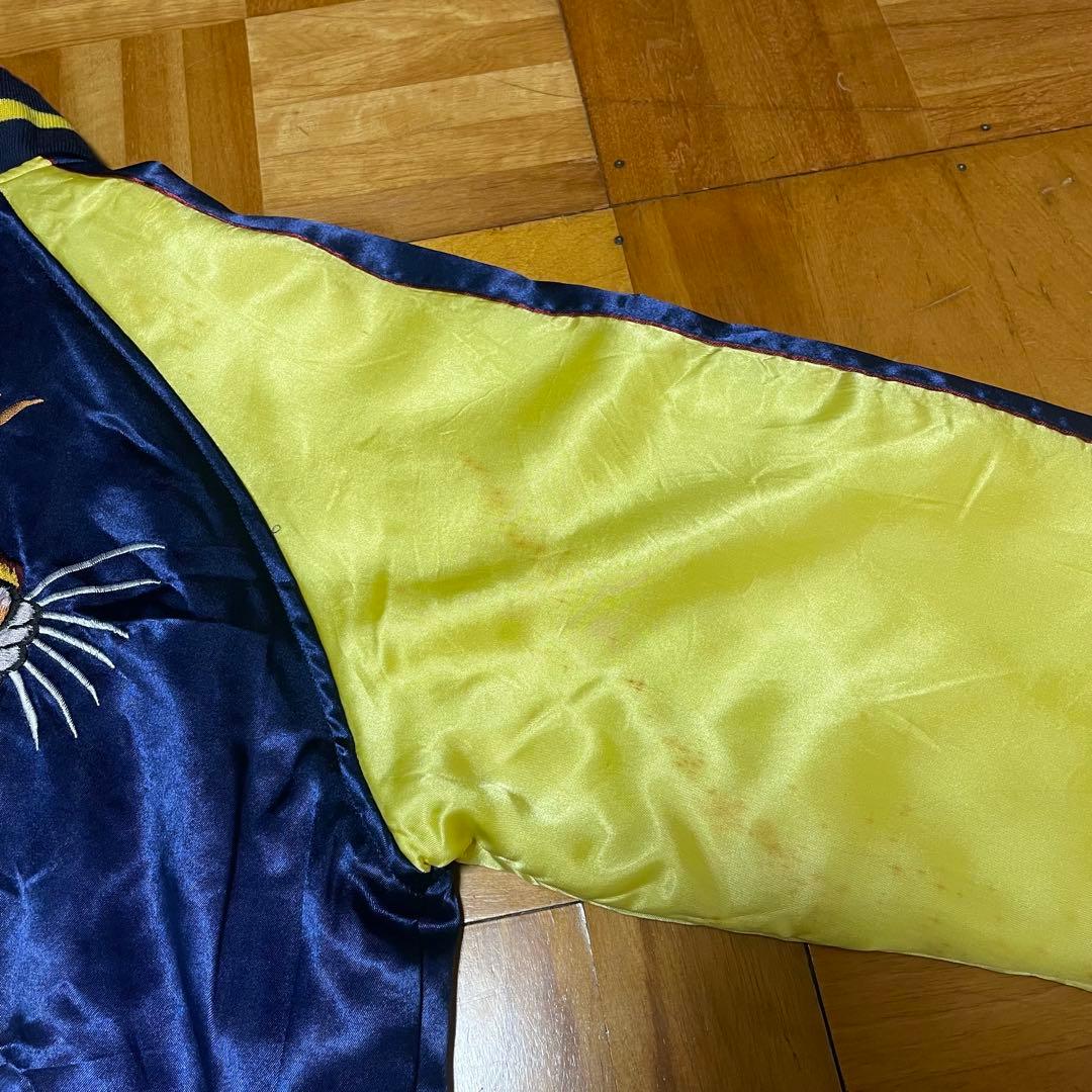 【SALE】90sスカジャン 沖縄マップ シーサー 鷹 虎 龍 刺繍