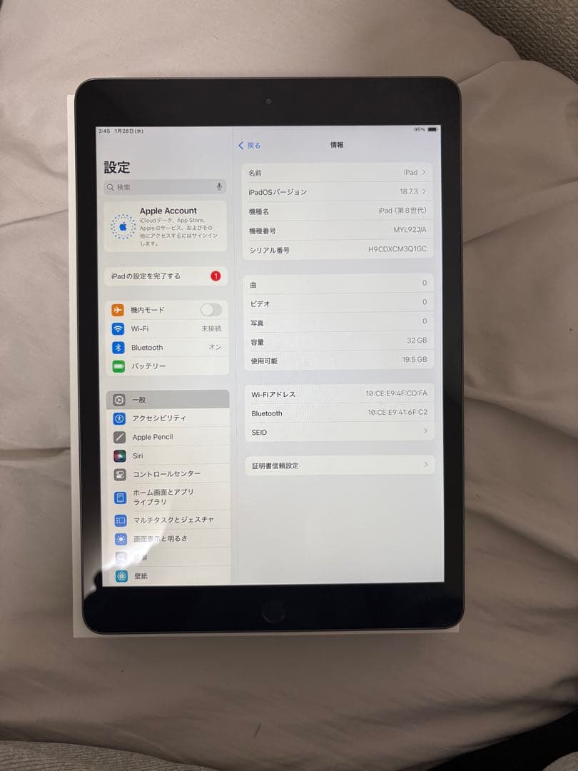 Apple ipad 第8世代 32Gb バッテリー容量89%