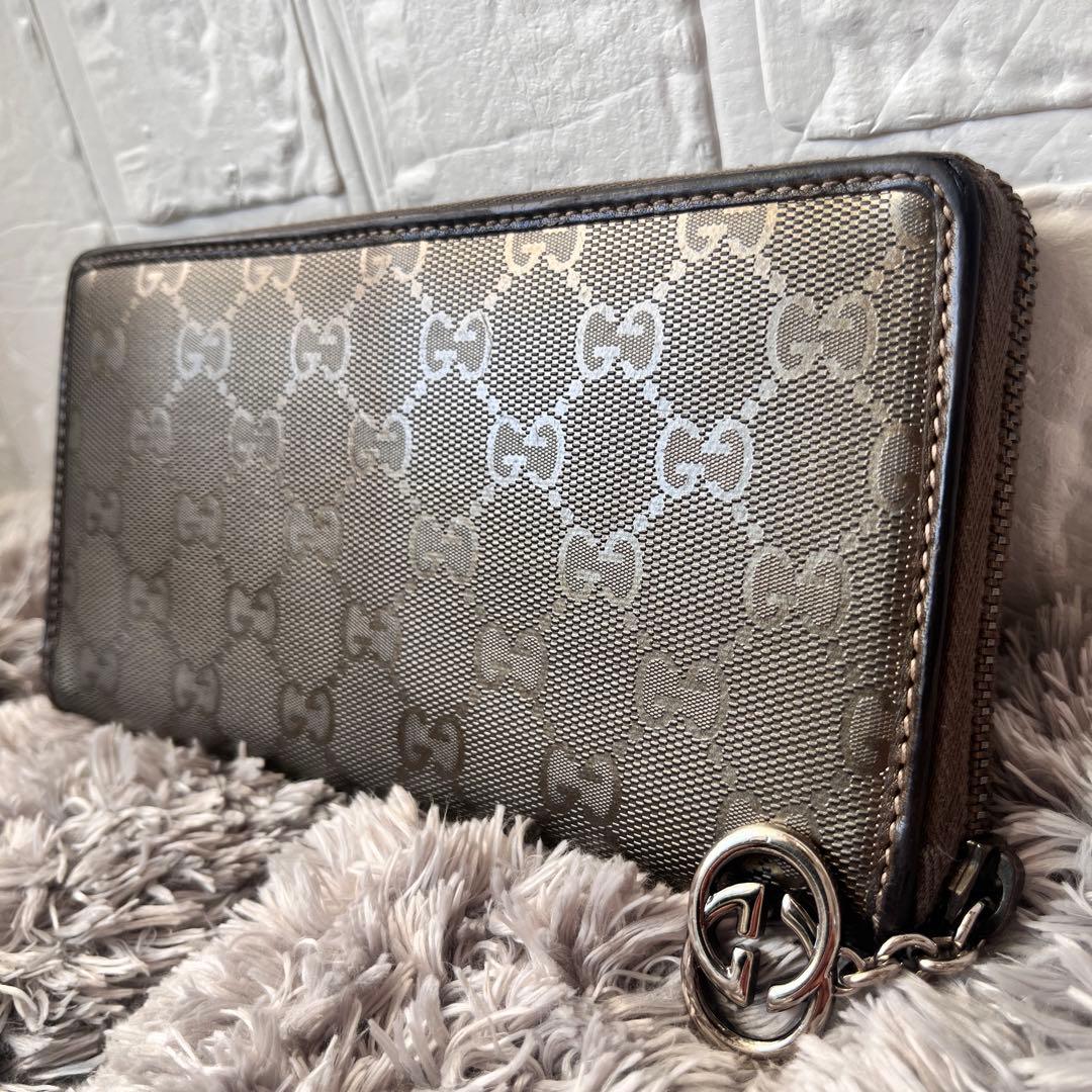 極美品✨グッチ GGメタリック　インプリメ　長財布　ラウンド　インターロッキング