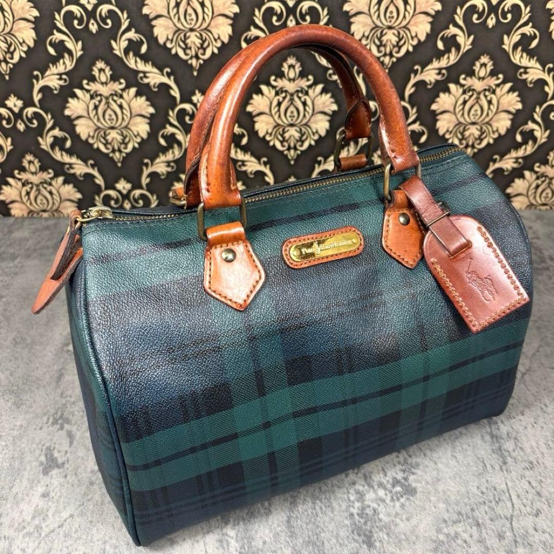 【美品】ラルフローレン ミニボストンバッグ ビンテージ PVC 付属品有