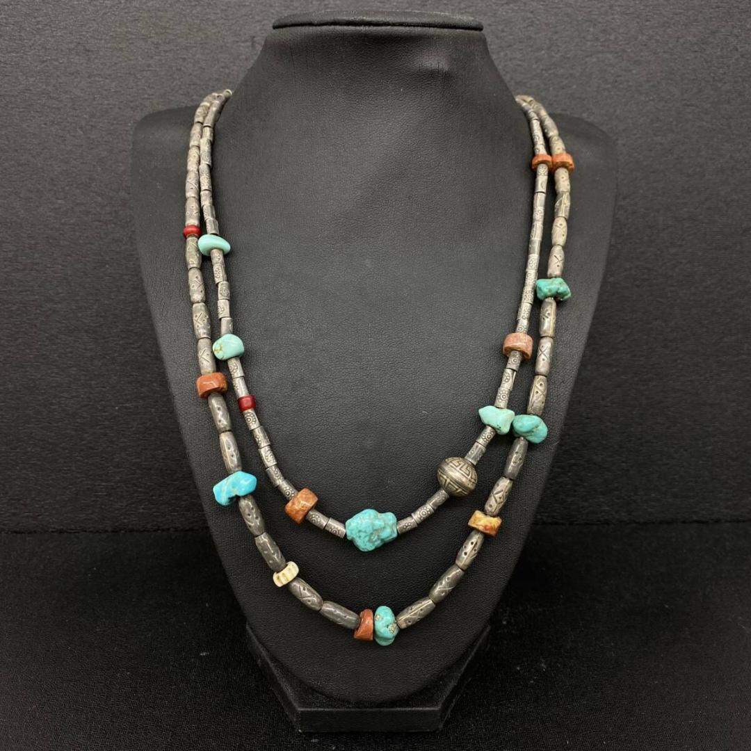 あるじゃん シルバー 925 ターコイズ ビーズ チェーン ネックレス