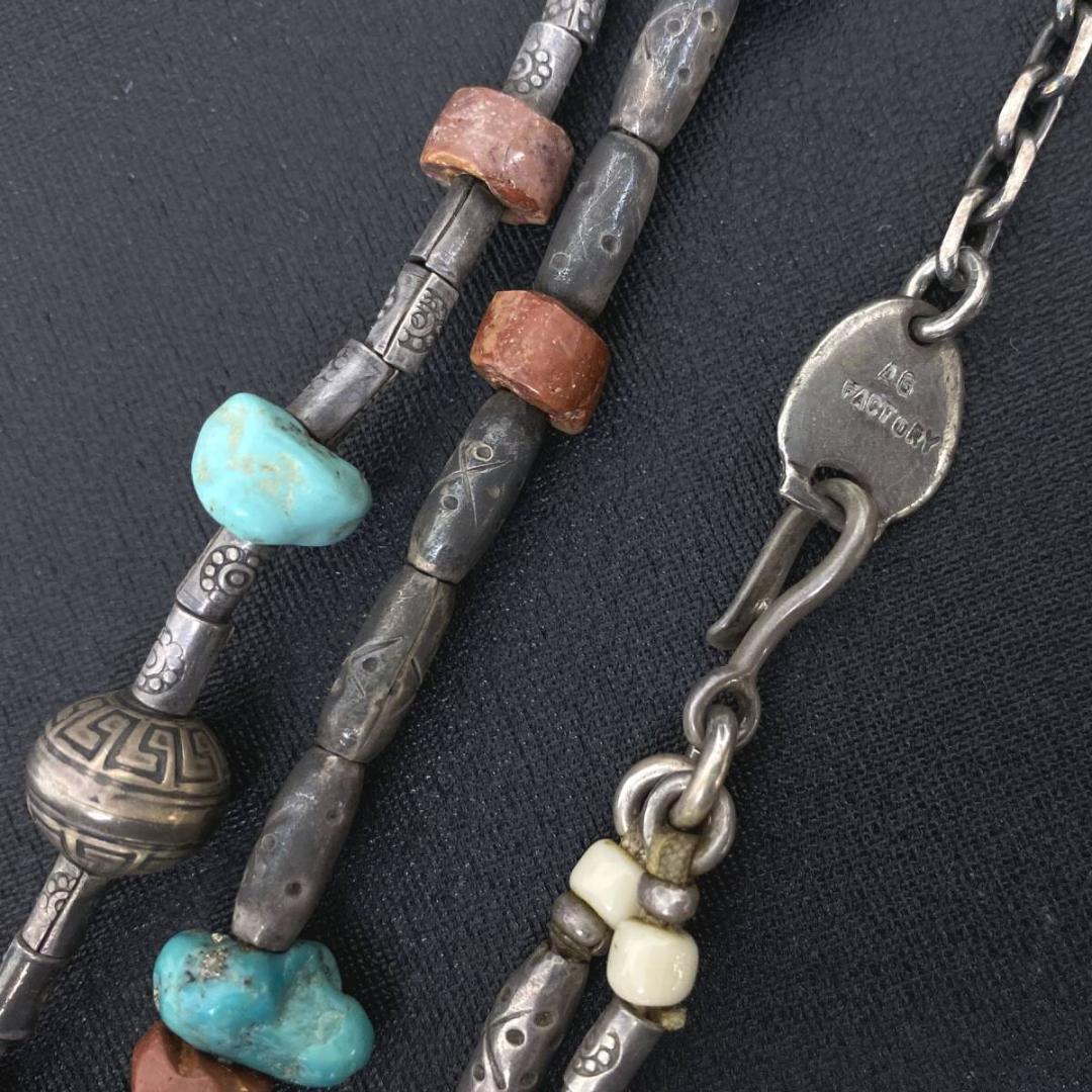 あるじゃん シルバー 925 ターコイズ ビーズ チェーン ネックレス