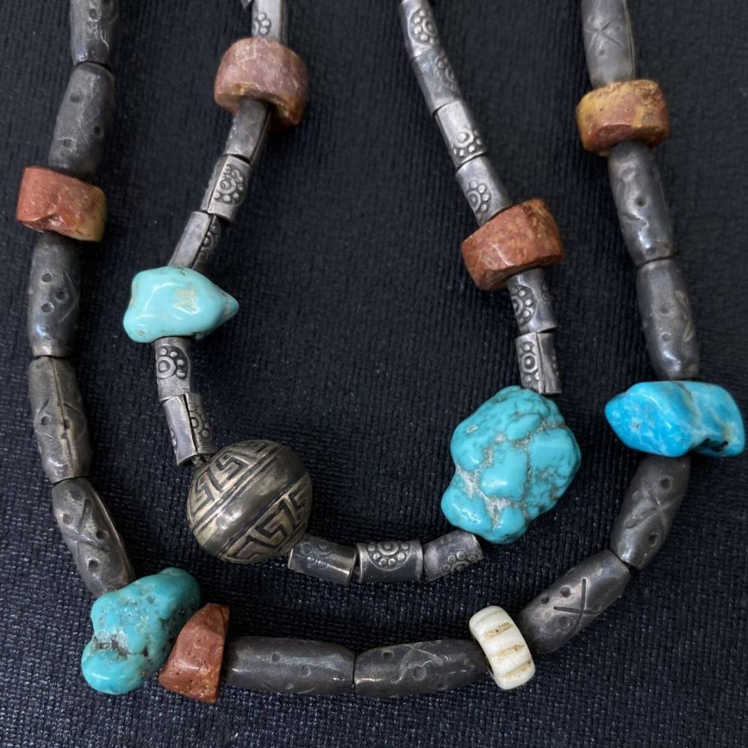 あるじゃん シルバー 925 ターコイズ ビーズ チェーン ネックレス