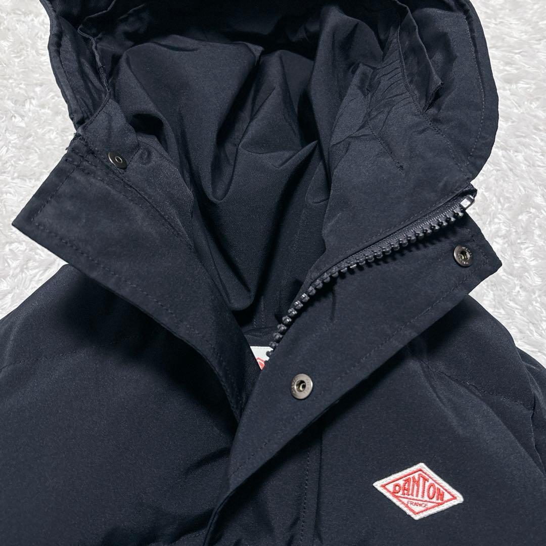 DANTON ダントン ロングダウンコート フーデッドコート ネイビー 34