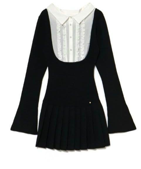 ワンピース andmary lotta frill mini dress black