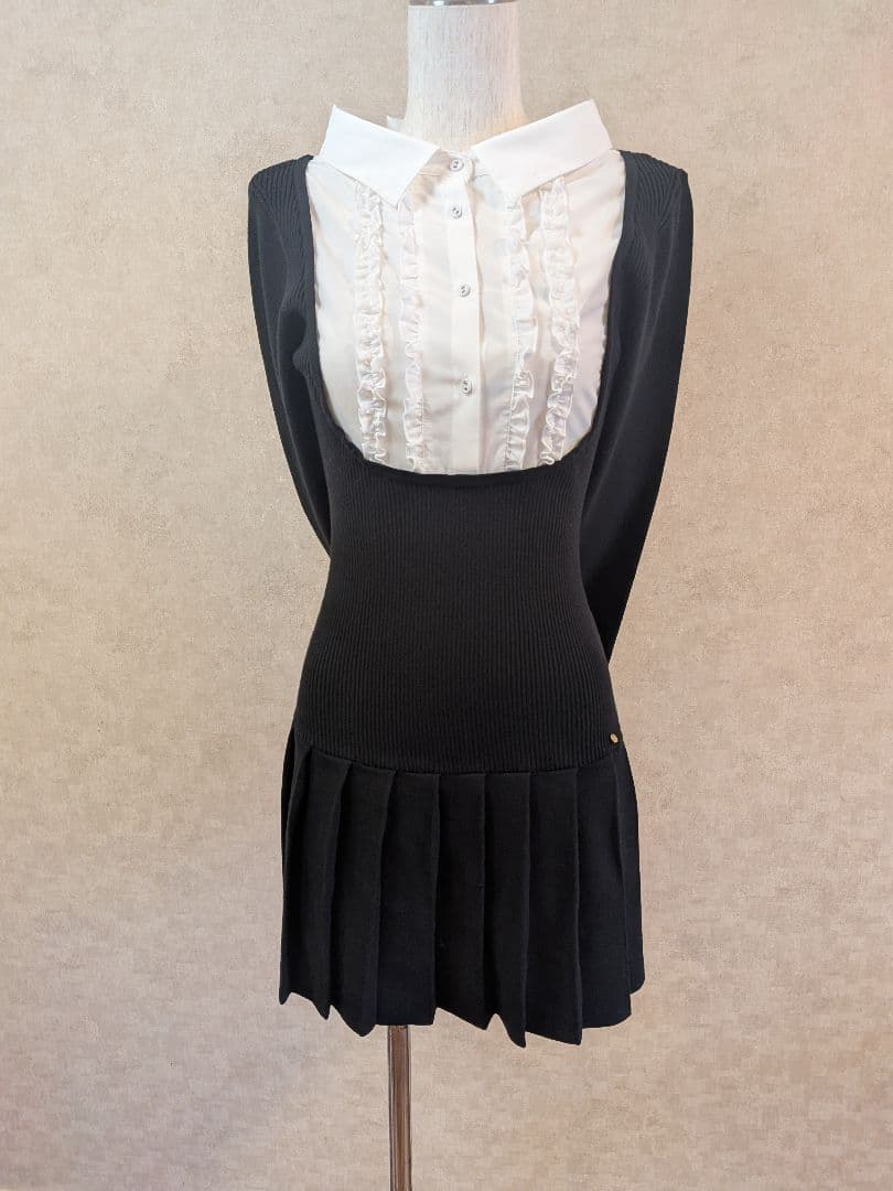 ワンピース andmary lotta frill mini dress black