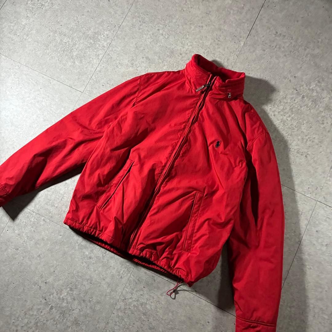 00s POLOラルフローレン中綿ウォームアップジャケットドローコード短丈赤