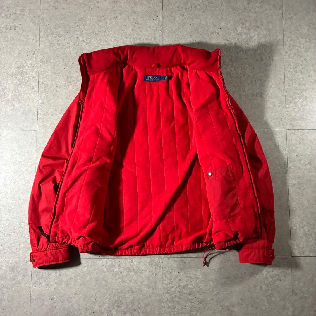 00s POLOラルフローレン中綿ウォームアップジャケットドローコード短丈赤