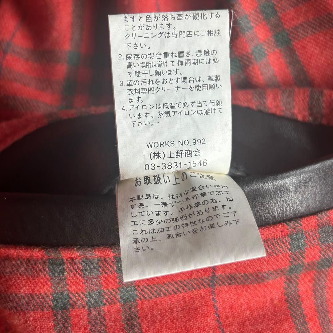 ショット トラッカージャケット レザージャケット シングル 牛革 チェック M