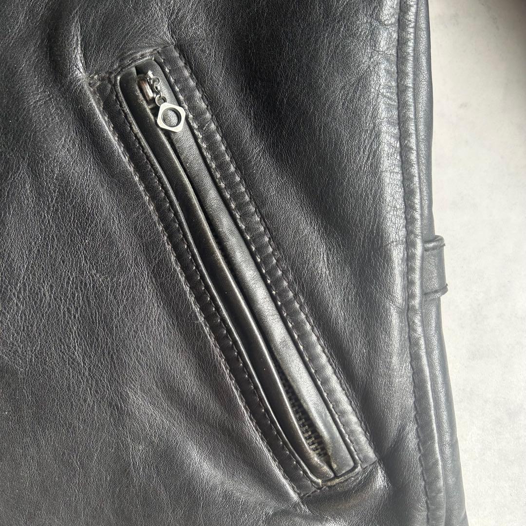 ショット トラッカージャケット レザージャケット シングル 牛革 チェック M