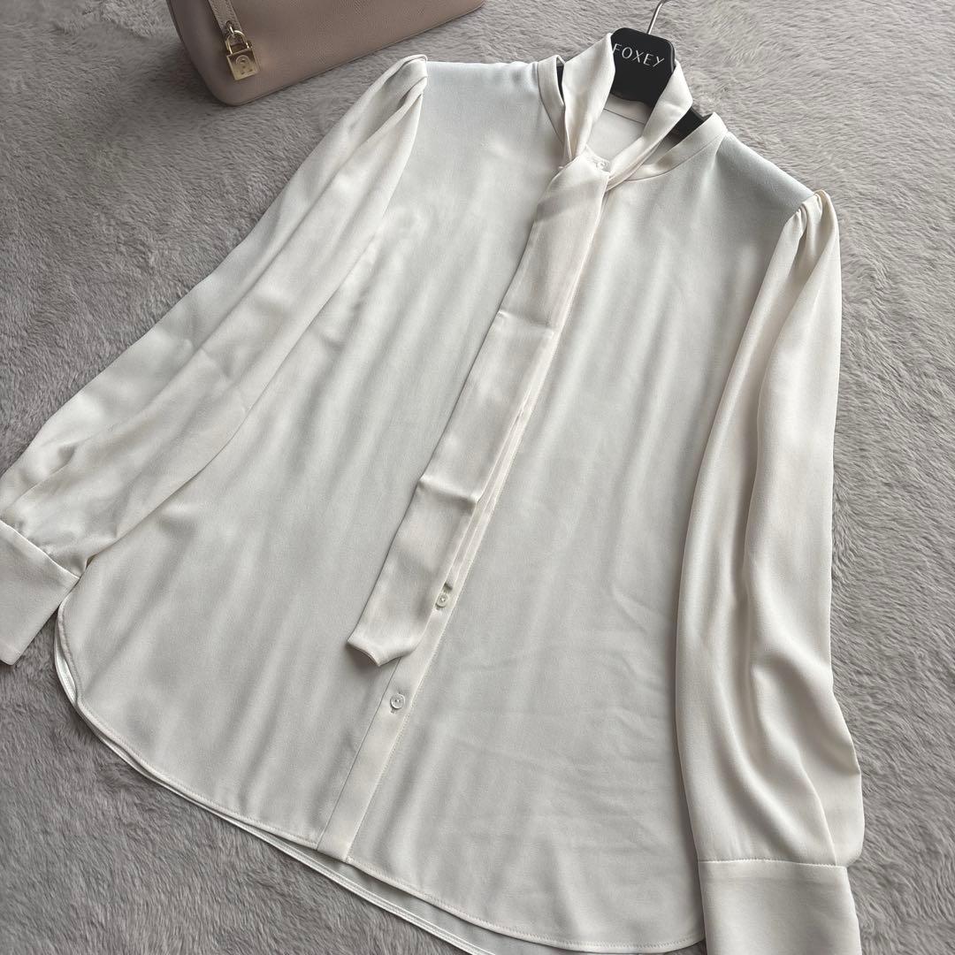 EPOCA エポカソフトジョーゼット ボウタイブラウス リボン とろみブラウス