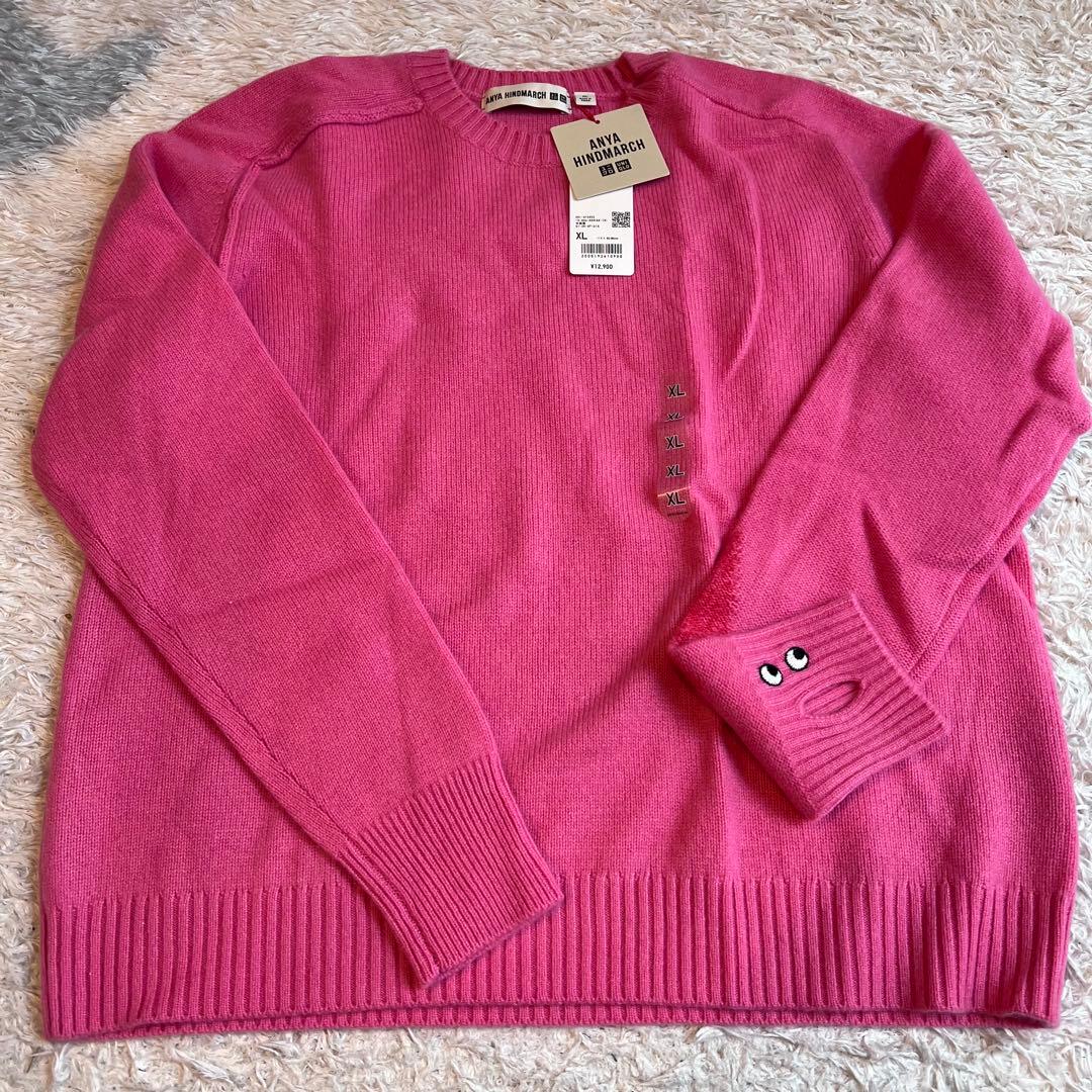 ユニクロ　アニヤハインドマーチ　カシミヤ　セーターピンク XL