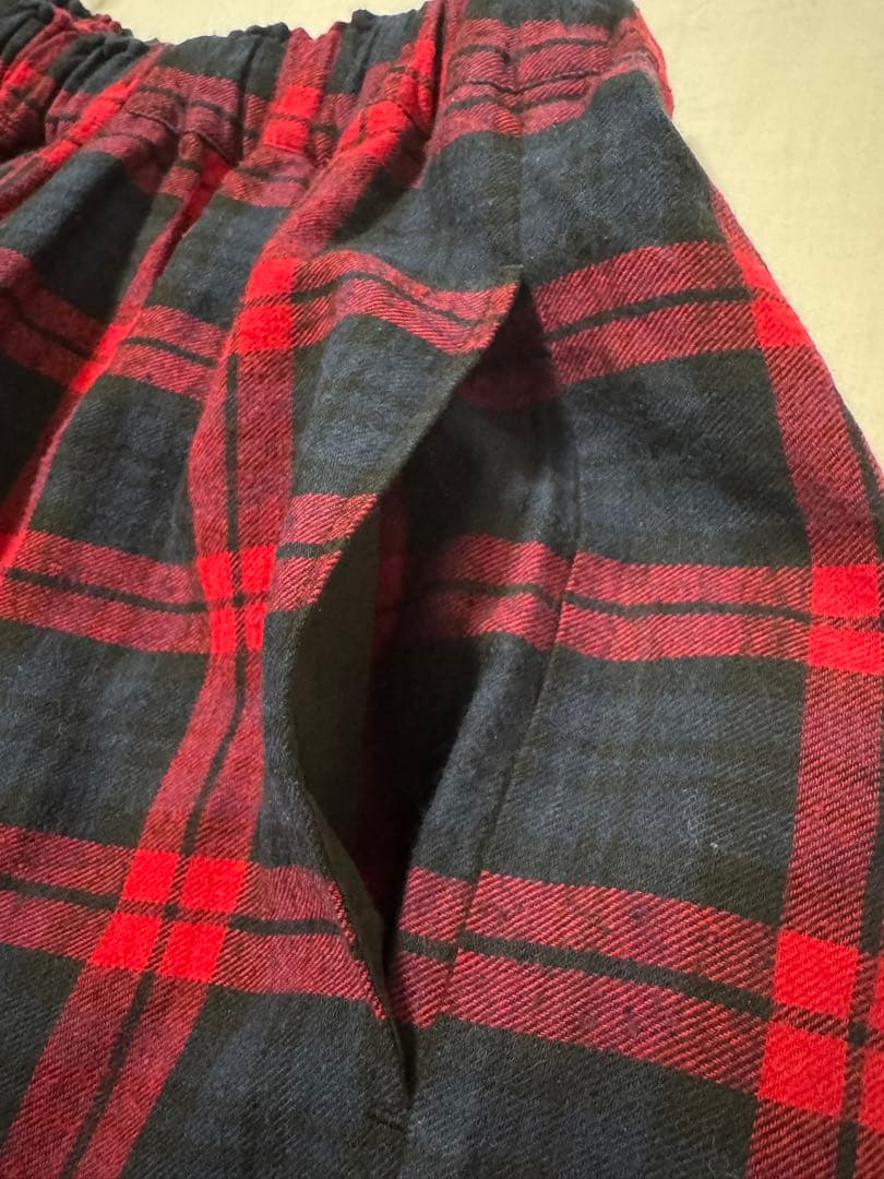 ichiスカラップエンブロイダリー チェックスカート