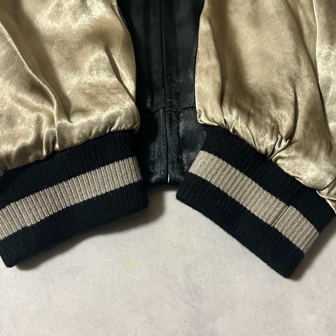 美品 サトリ スカジャン リバーシブル XXL 蓮 ガネーシャ 仏教 刺繍 黒