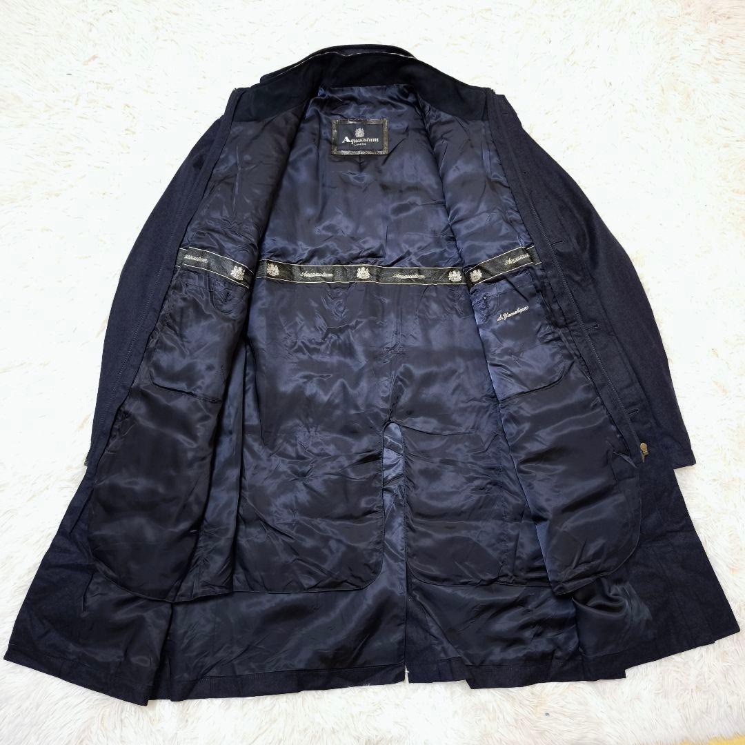 極美品アクアスキュータム 2way ダウンライナー チェスターコート 紺 42