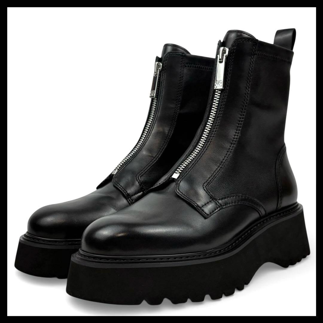 【新品同様】STACCATO 23cm フロントジップ　ブーツ　黒