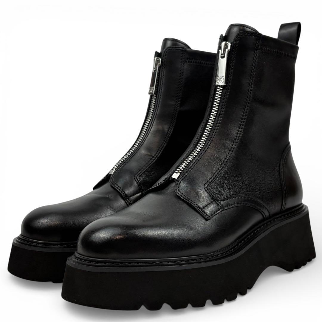 【新品同様】STACCATO 23cm フロントジップ　ブーツ　黒