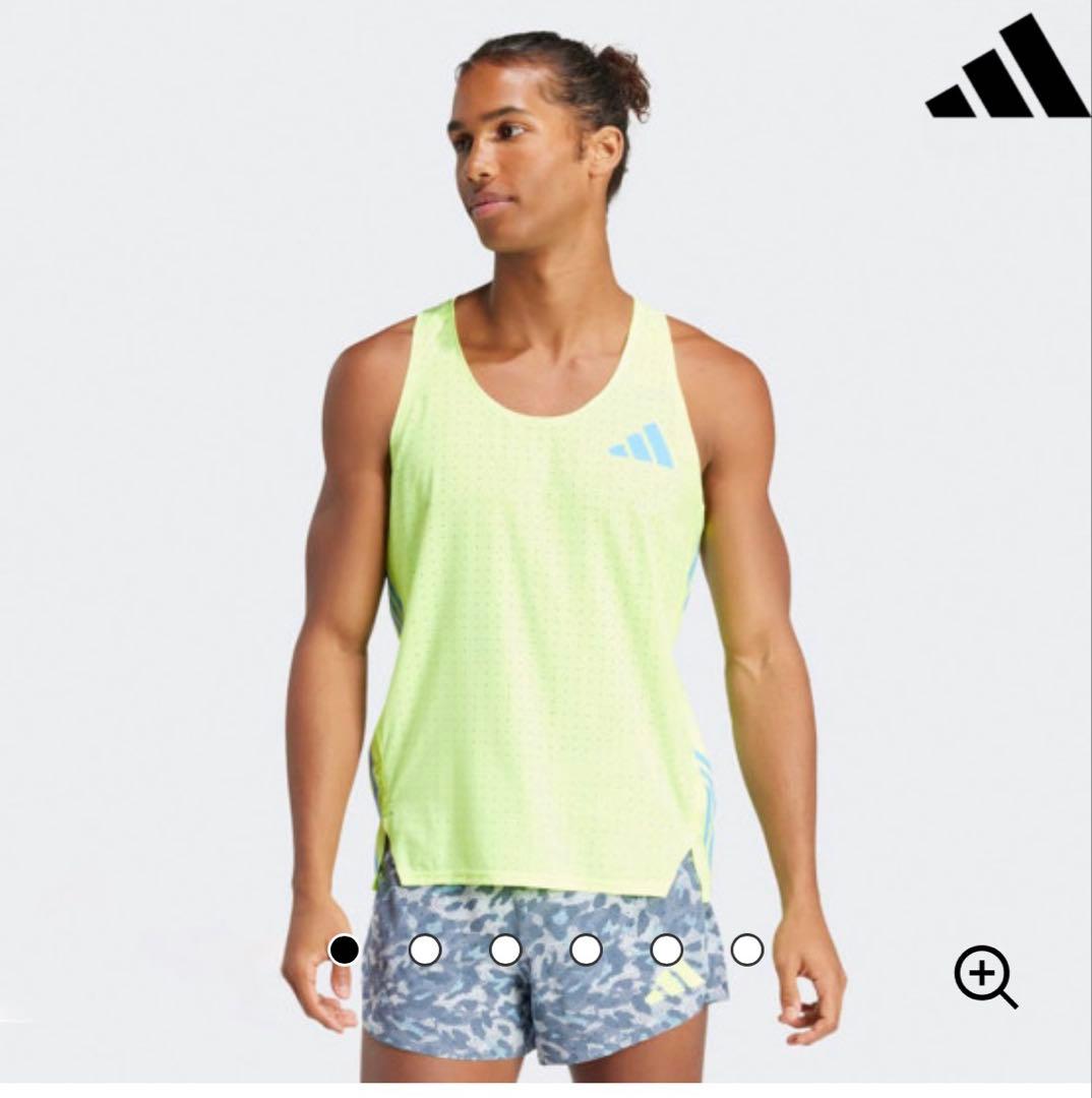 adidas 蛍光イエロー ランシャツ ランパン 値下げ⭕️