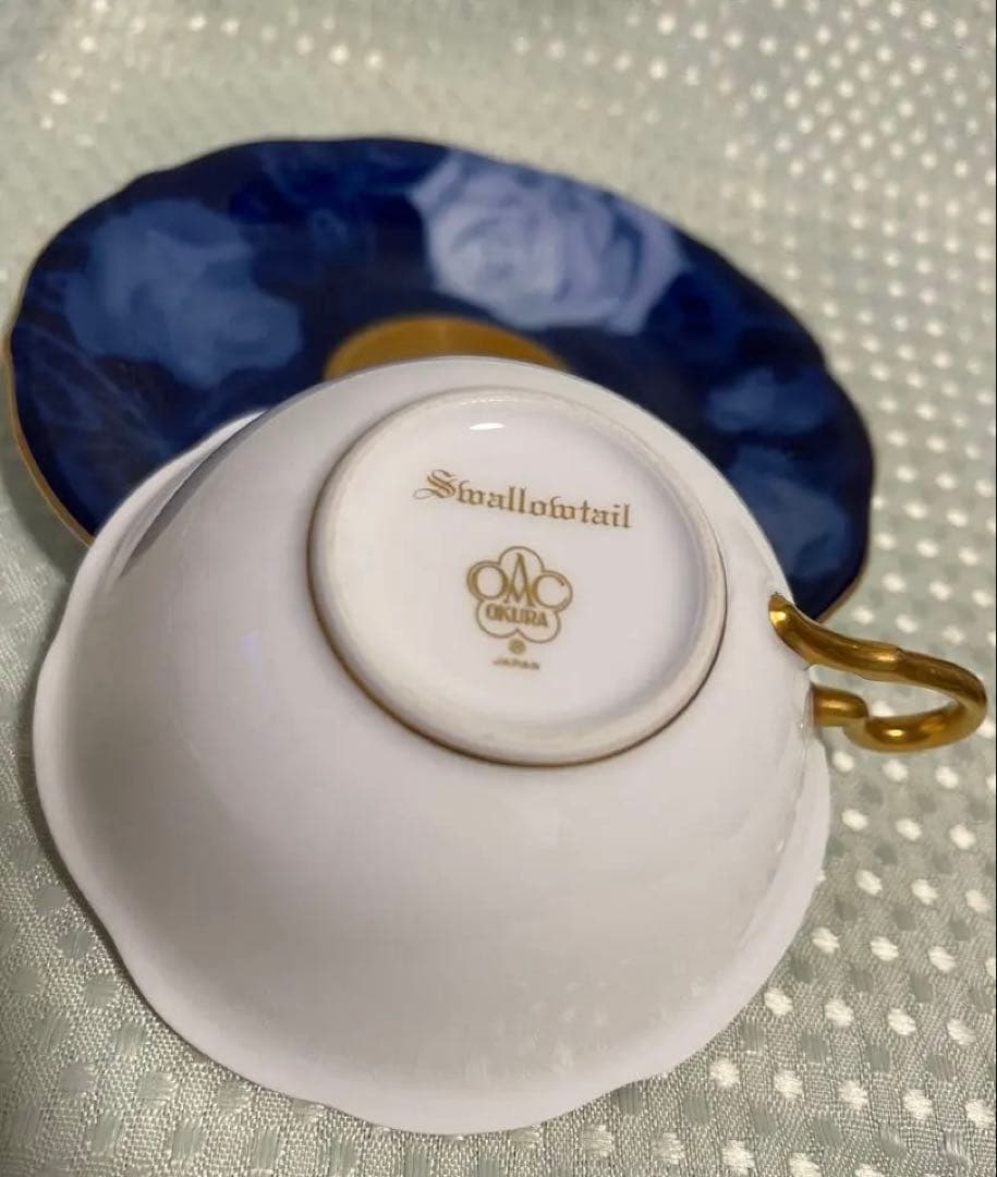 大倉陶園 執事喫茶 スワロウテイル ブルーバタフライカップ＆ソーサー 1客