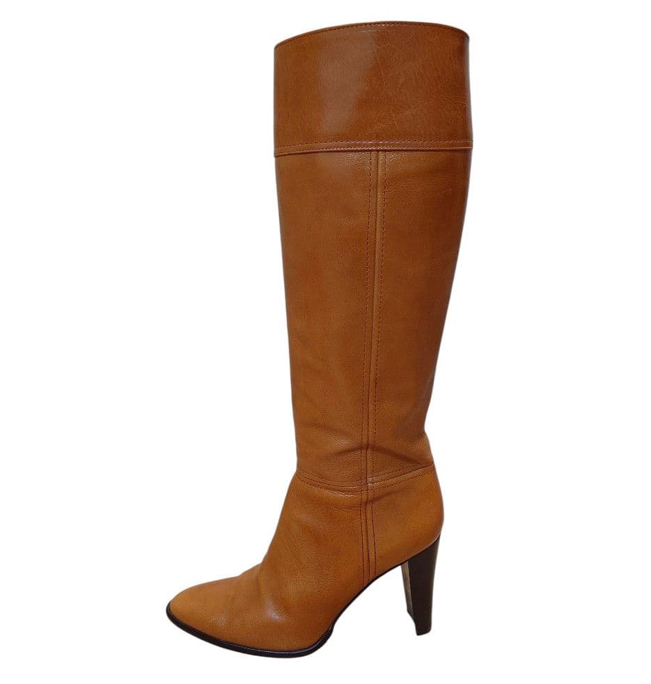 日本製　DIANA ロングブーツ 24㌢　本革　サイドジップ　キャメル