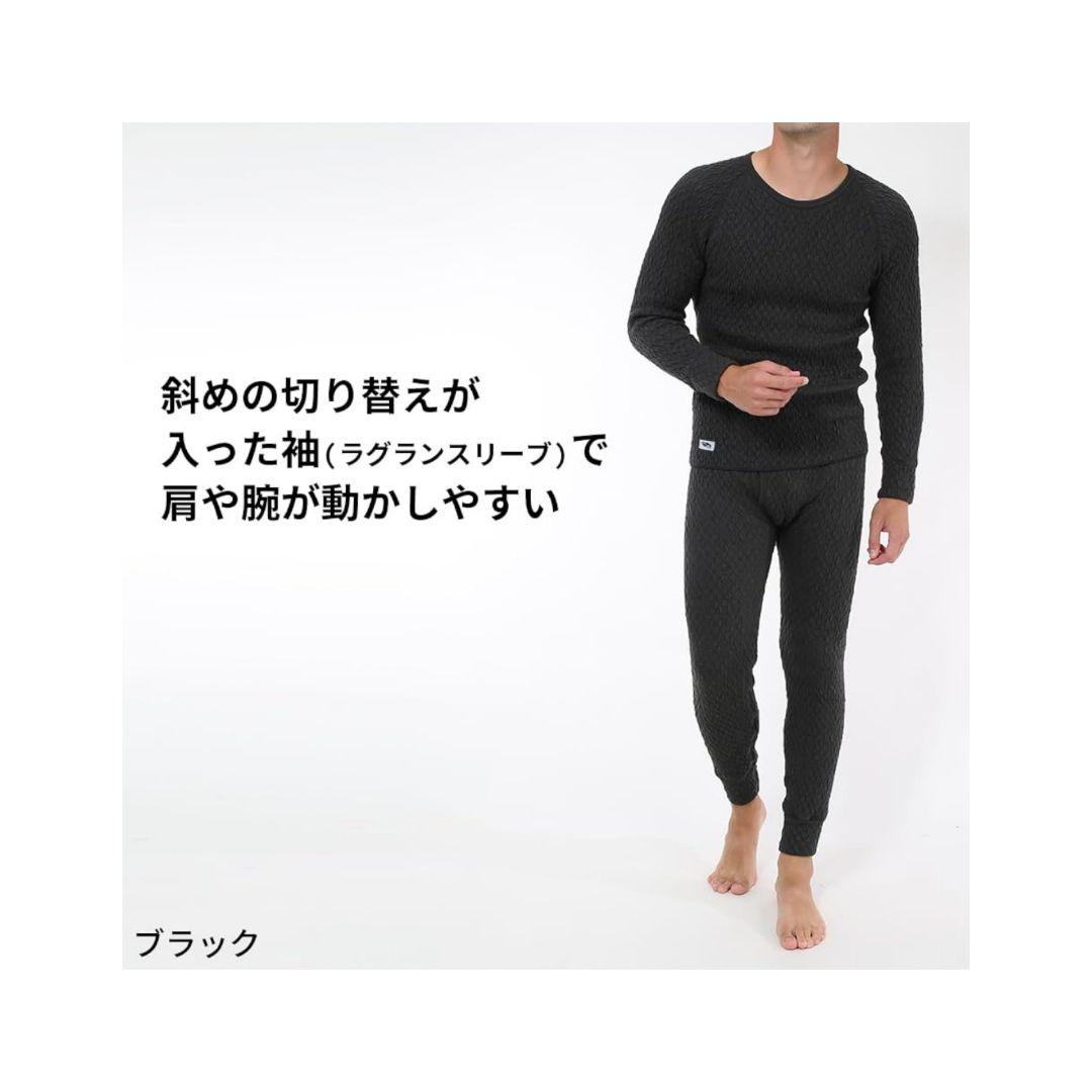 ひだまり エベレスト◆丸首シャツ＆タイツ/上下セット◆ブラック/L