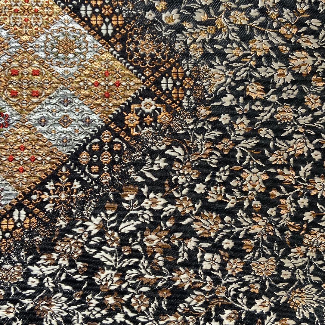 きらめく菱花文の帯　リメイク　バンブーハンドルバッグ　浅型マチ広め