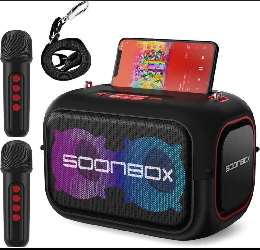 カラオケセット家庭用 充電式スピーカーマイク２本BT5.3 TWS機能 6時間