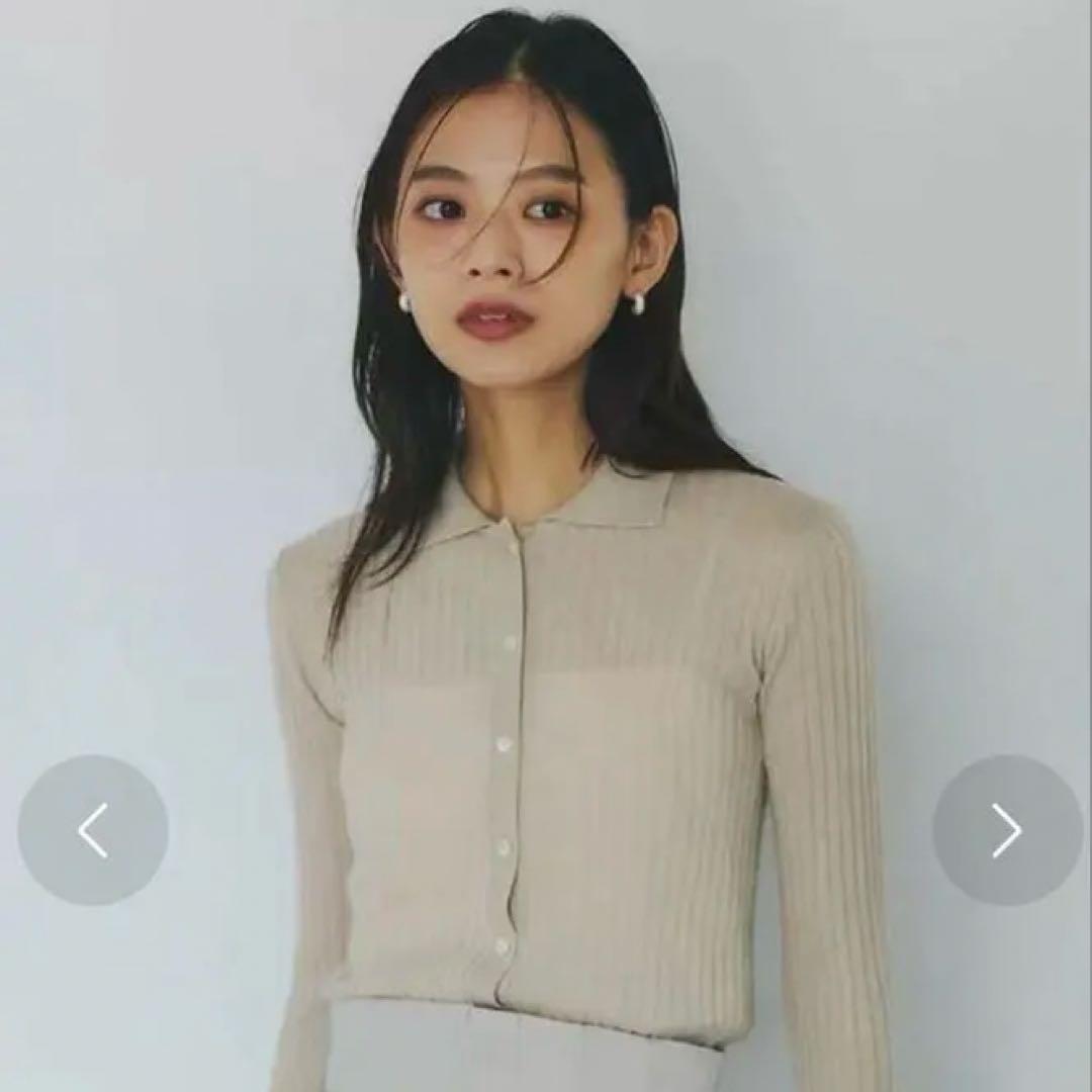 anuans カシミヤ100ニットシャツカーディガン　ライトベージュ