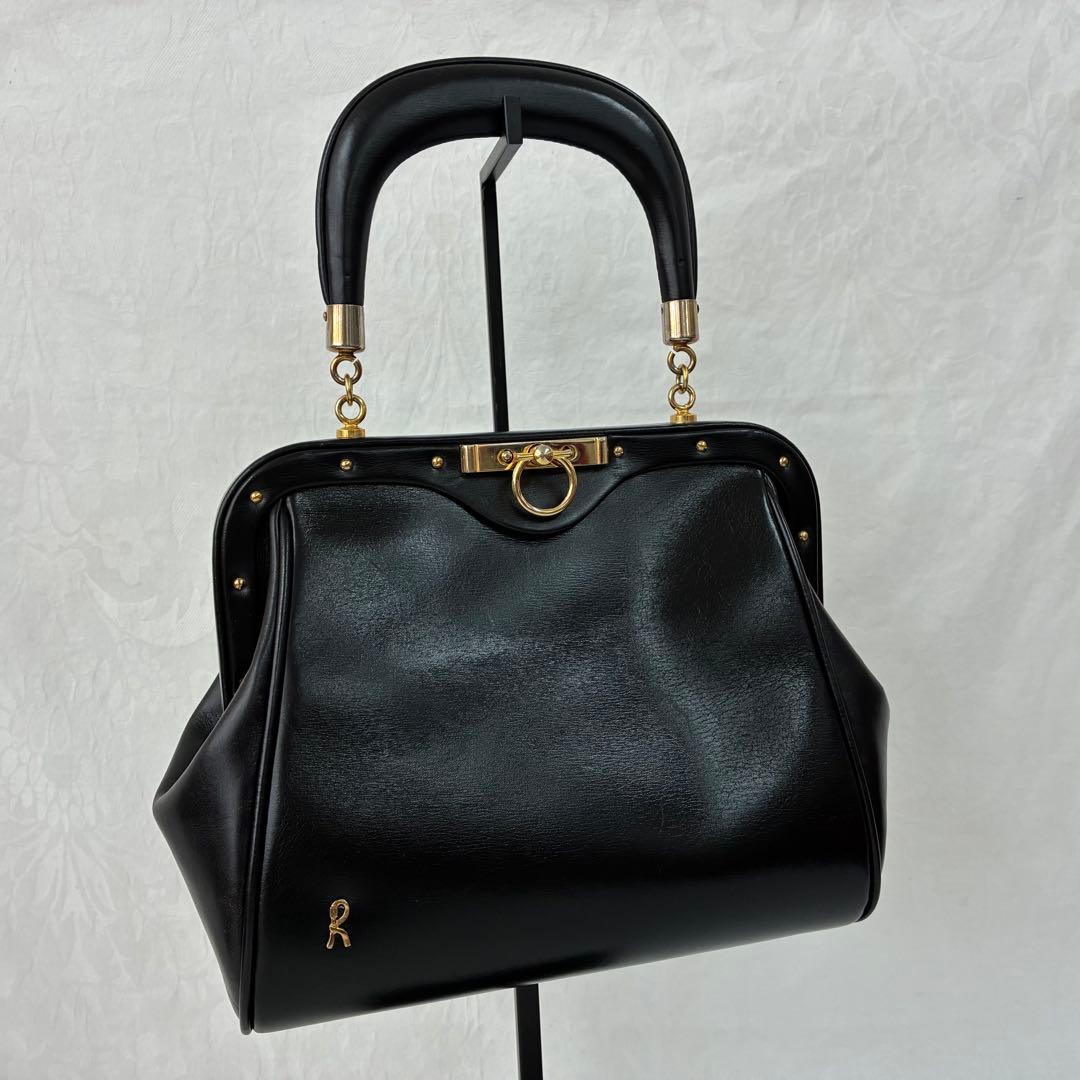 【RobertadiCamerino】レザー がま口 ワンハンドル ハンドバッグ