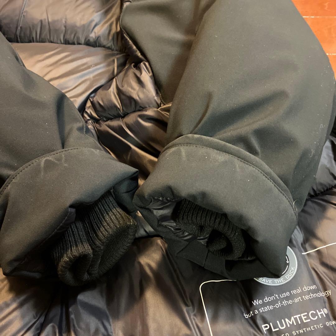 セーブザダック　フード付きロング丈中綿ジャケット 黒