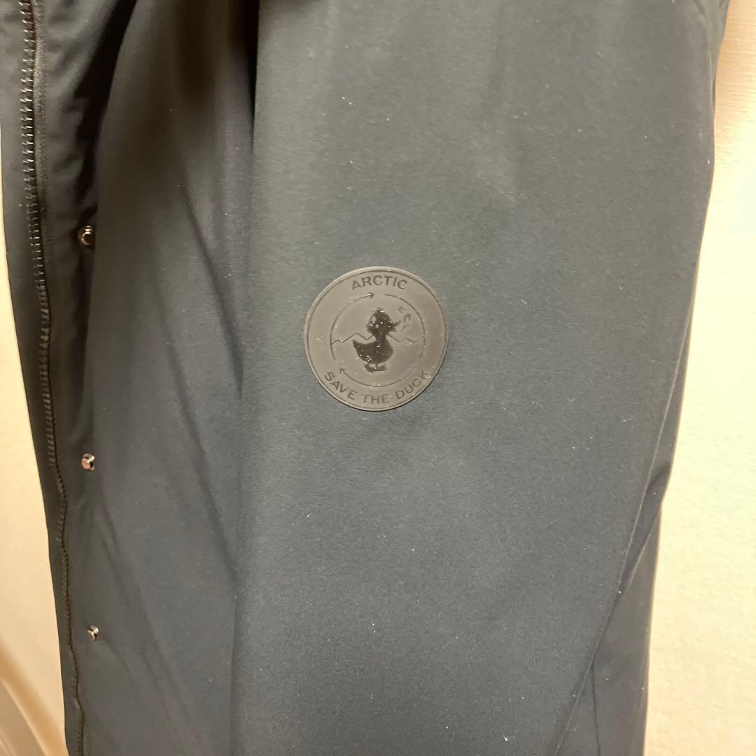 セーブザダック　フード付きロング丈中綿ジャケット 黒