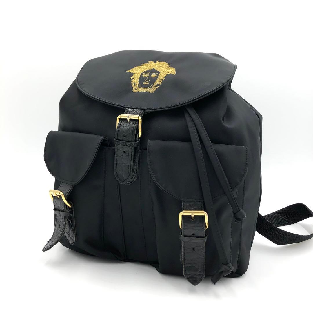 【極美品✨】VERSACE メデューサ 刺繍 ナイロン バックパック リュック