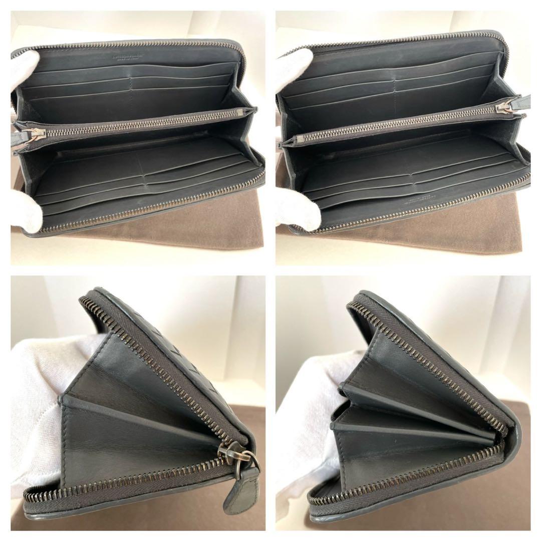 美品☆ボッテガヴェネタ 財布 ラウンドウォレット イントレチャート ダークグレー