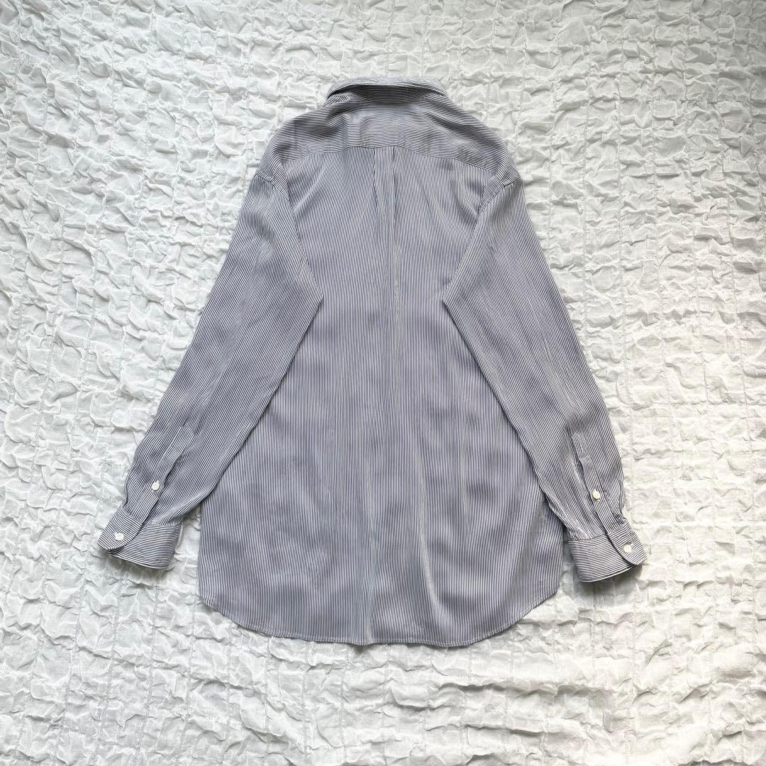 【美品】ドゥーズィエムクラス ワイヤーウォッシュシャツ ストライプ シルク混