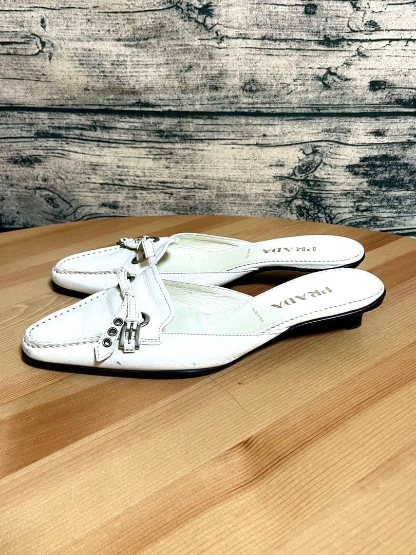 PRADA プラダ ミュール 白 ホワイト 35 22.5cm相当