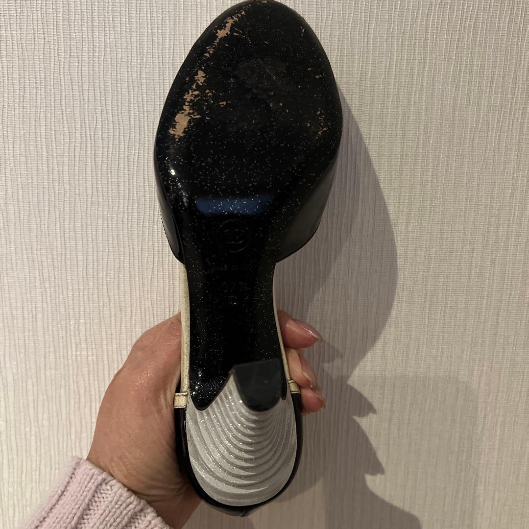 CHANEL ブラック シルバー ハイヒール
