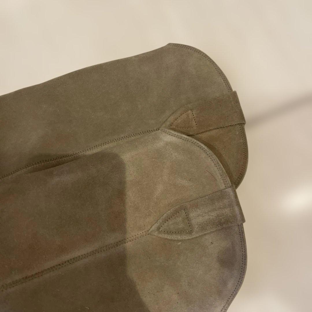 イザベルマランベージュスエード ロングブーツ スカラップデザインサイズ37美品