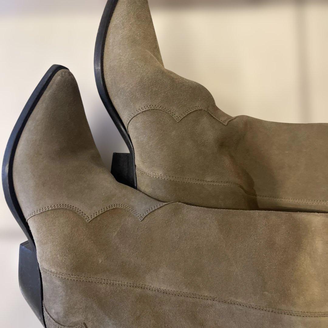 イザベルマランベージュスエード ロングブーツ スカラップデザインサイズ37美品